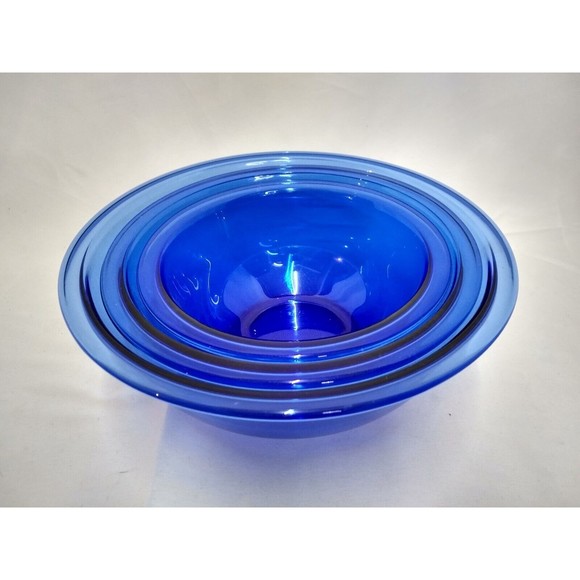 PYREX Other - VINTAGE SET OF 3 PYREX COBALT BLUE GLASS NESTING MIXING BOWLS 322, 323 and 325